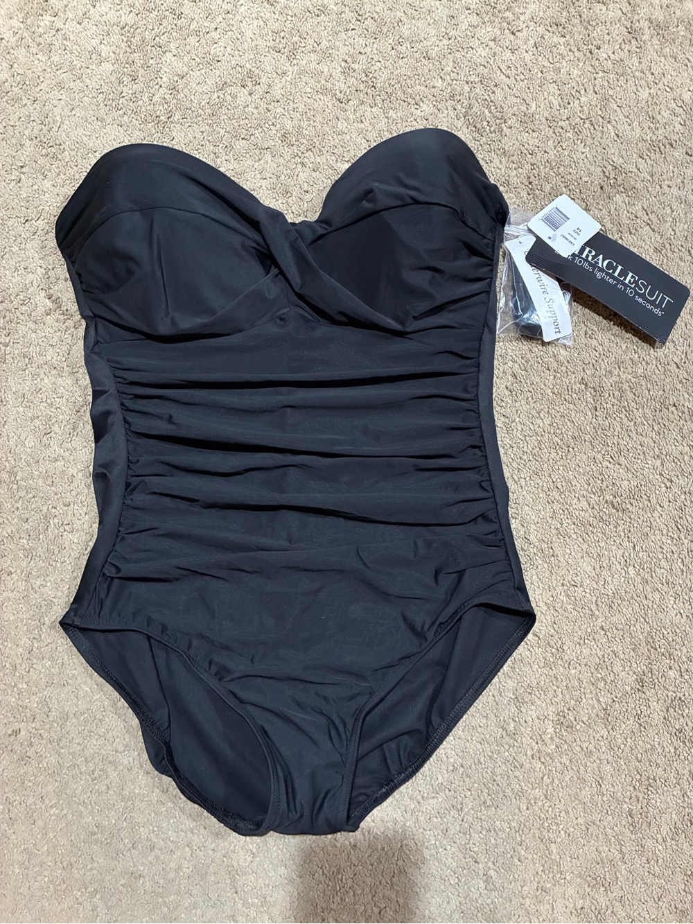 Miraclesuit 6516657 Rock Solid Madrid 1-Piece Shaping Swimsuit Black Size 14 NWT